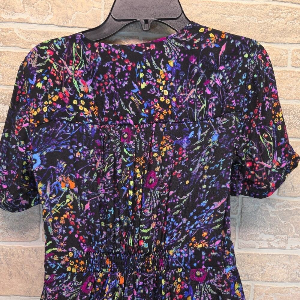 Anthropologie Maeve Floral Leopard Dress Faux Wrap Morgan Midi Sz 0 - Picture 8 of 12